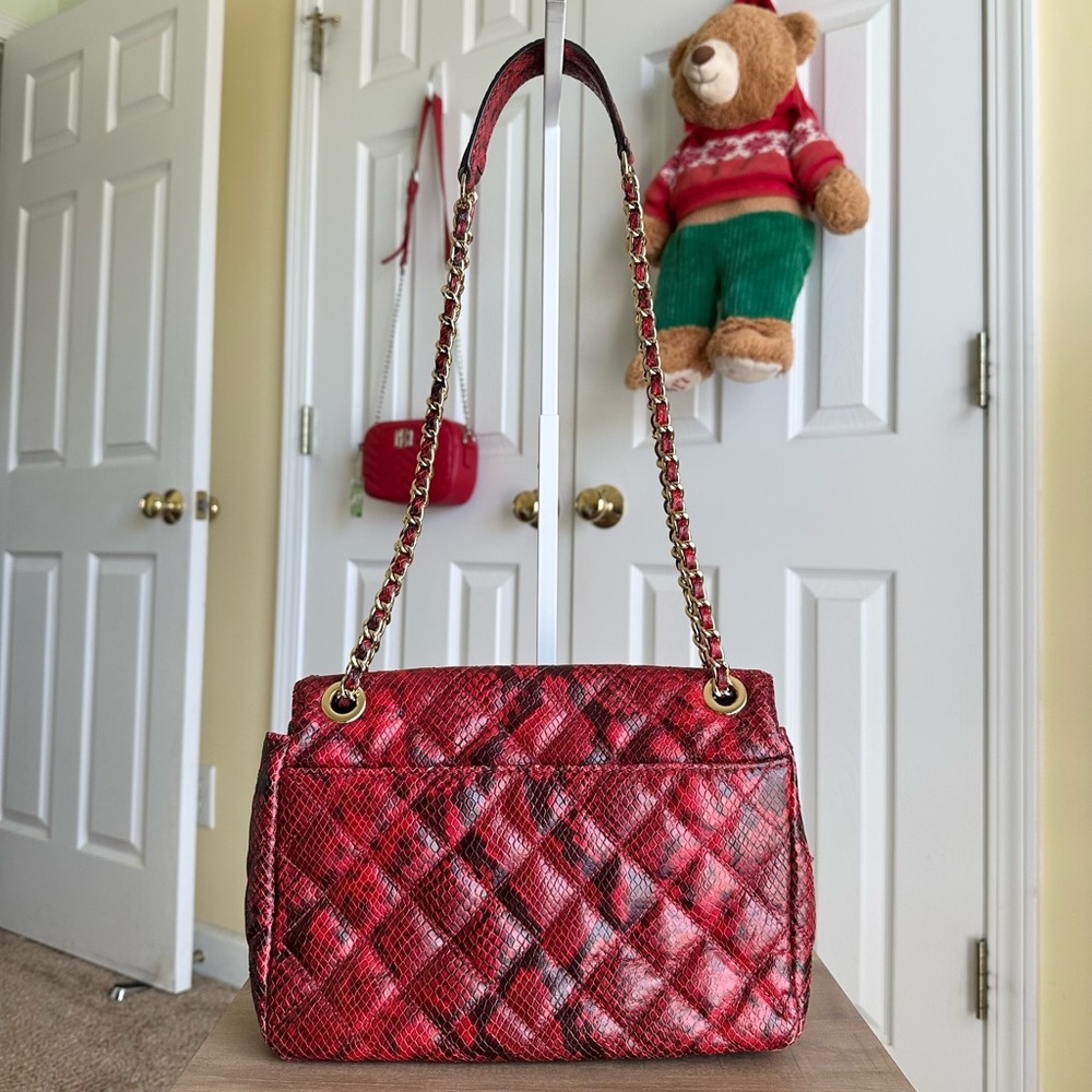 #43. Michael Kors Sloan Large QuiltedEmbossed-Leather ShoulderBag, RedSnakePrint - Picture 3 of 15